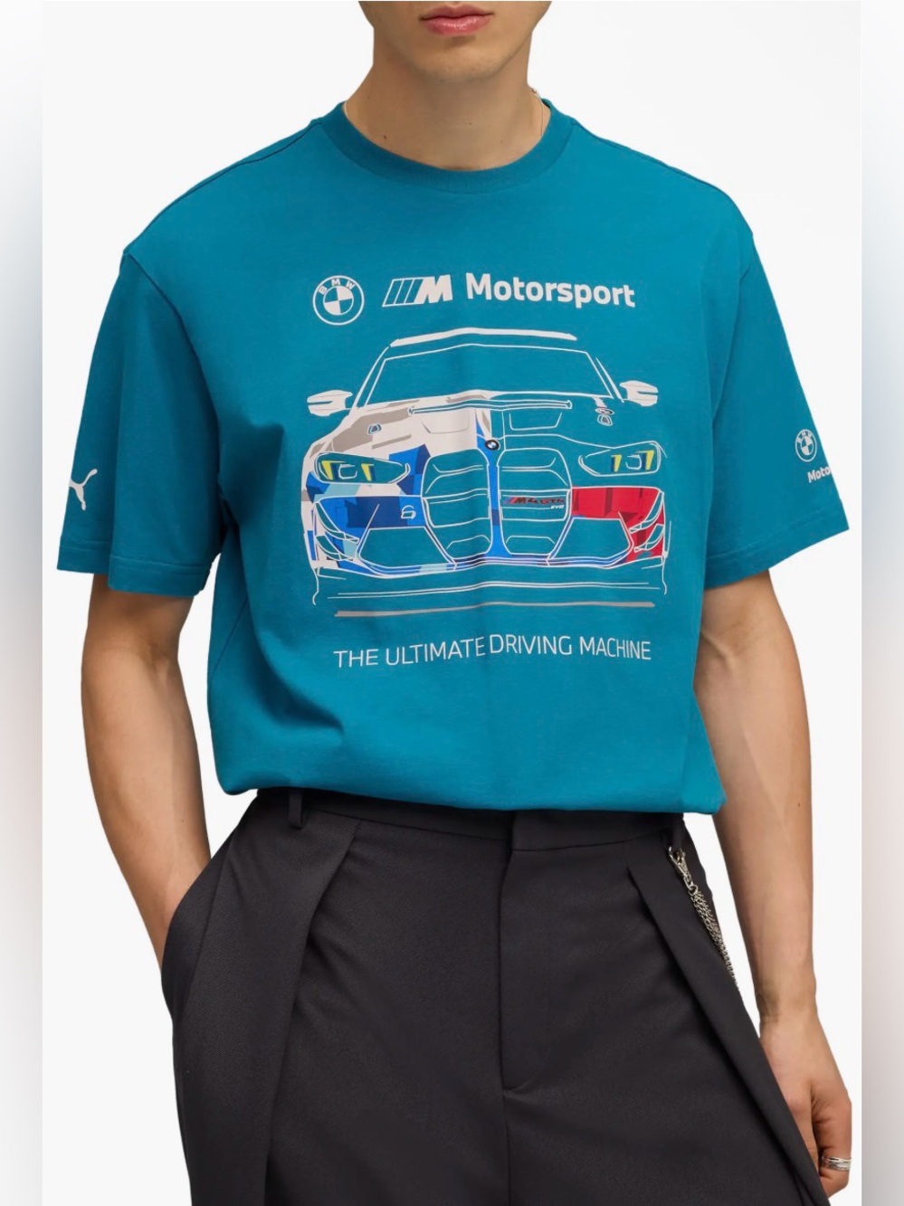 Puma BMW M Motorsport Logo Cotton Graphic Men's MEDIUM T-Shirt Tropical Blue NWT